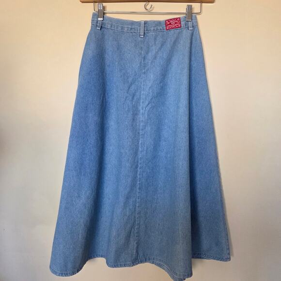 No Excuses Junior/Misses 9/10 Vintage Y2K 90s Denim A-Line Button Front Skirt - Picture 5 of 11